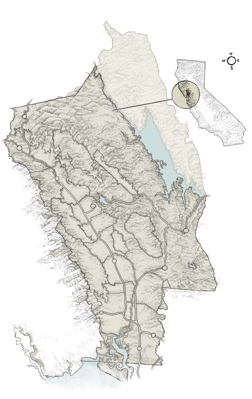 Napa Valley geographical map
