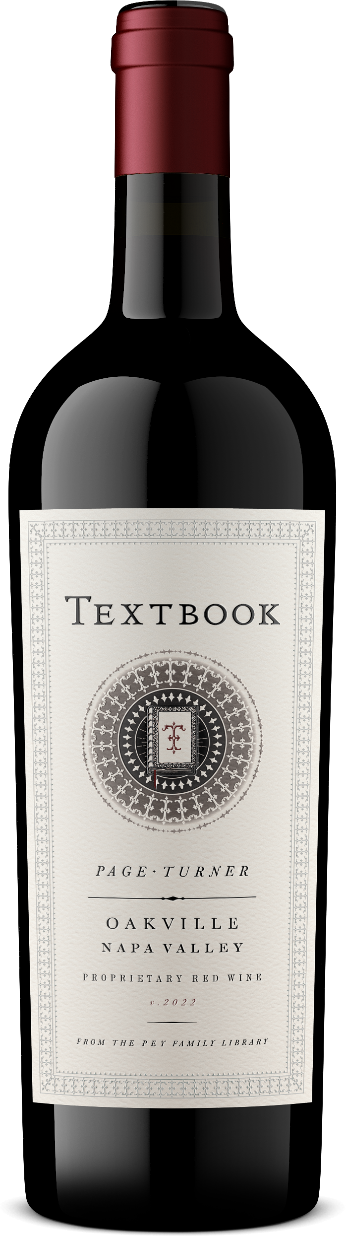 Bottle of 2022 vintage TEXTBOOK Page-Turner red blend